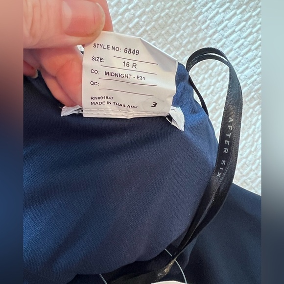 AFTER SIX 6849 Midnight Blue One Shoulder Draped Cowl Neck Maxi Bridesmaid Dress - Picture 16 of 16